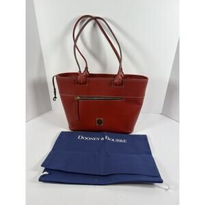 Dooney & Bourke Red Leather Tote Shoulder Bag w Dust Bag Large Purse